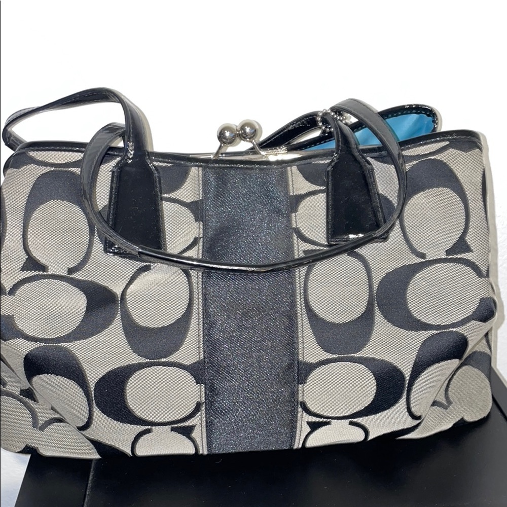 Coach Black and Gray Signature Tote Bag